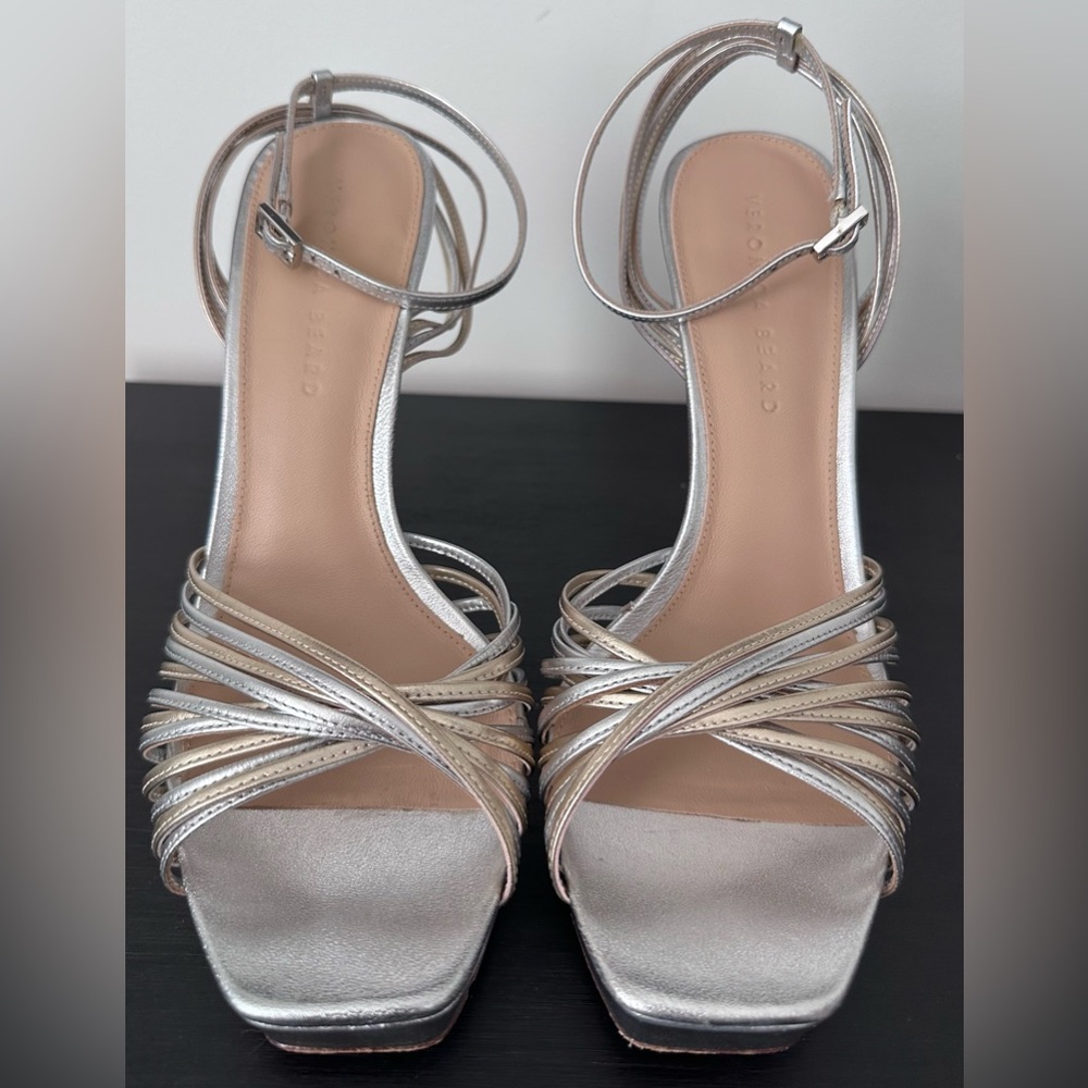 Veronica Beard Fletcher Silver & Gold Platform Sandals